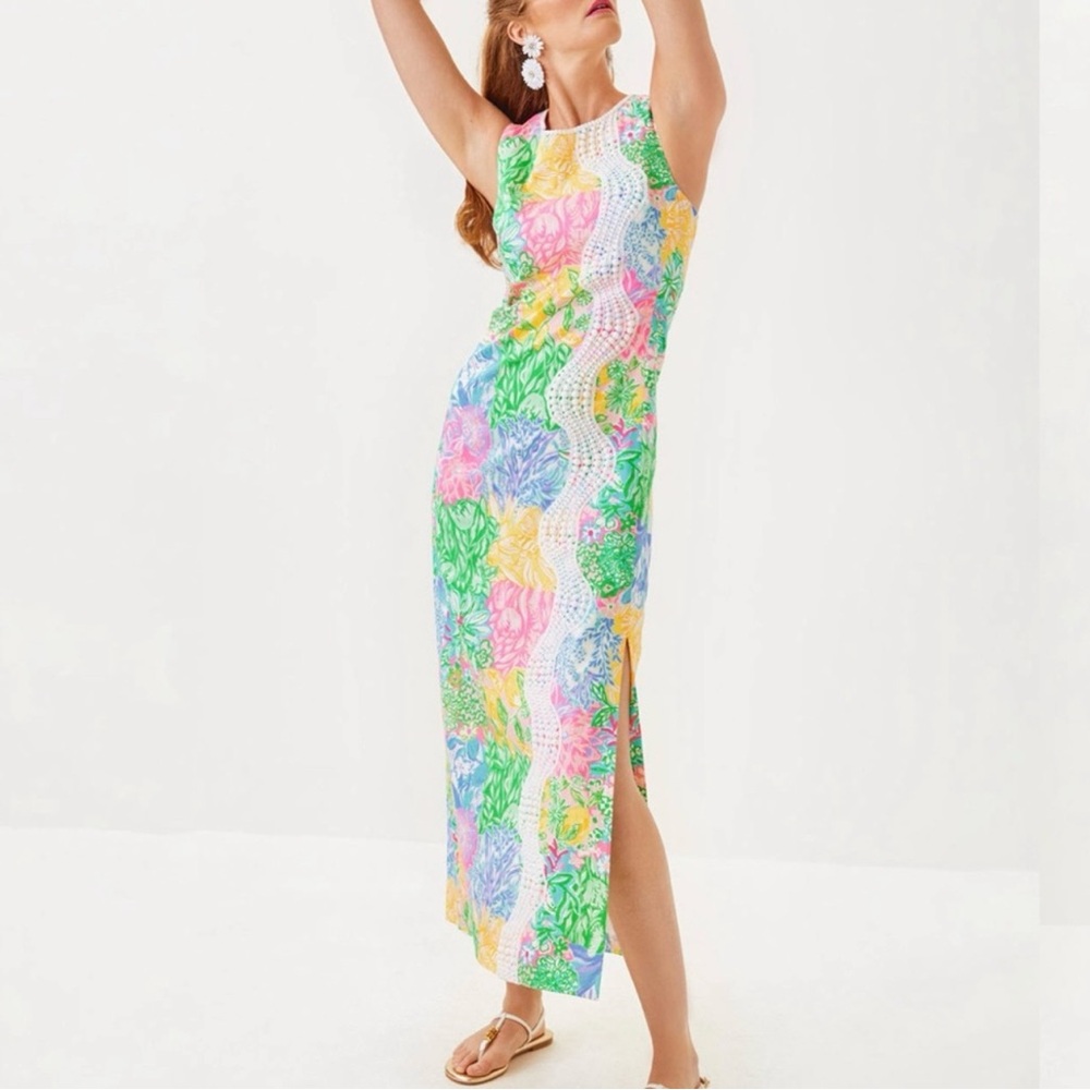 Lilly Pulitzer NWT SARABETH Stretch Maxi Dress BRIGHT DELIGHT PATCH sz 6